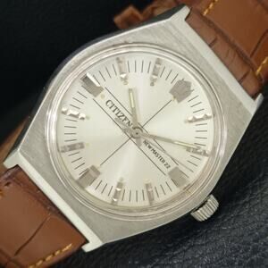 Vintage 1987 Citizen Manual Wound Mens Silver Watch & Silver Accents